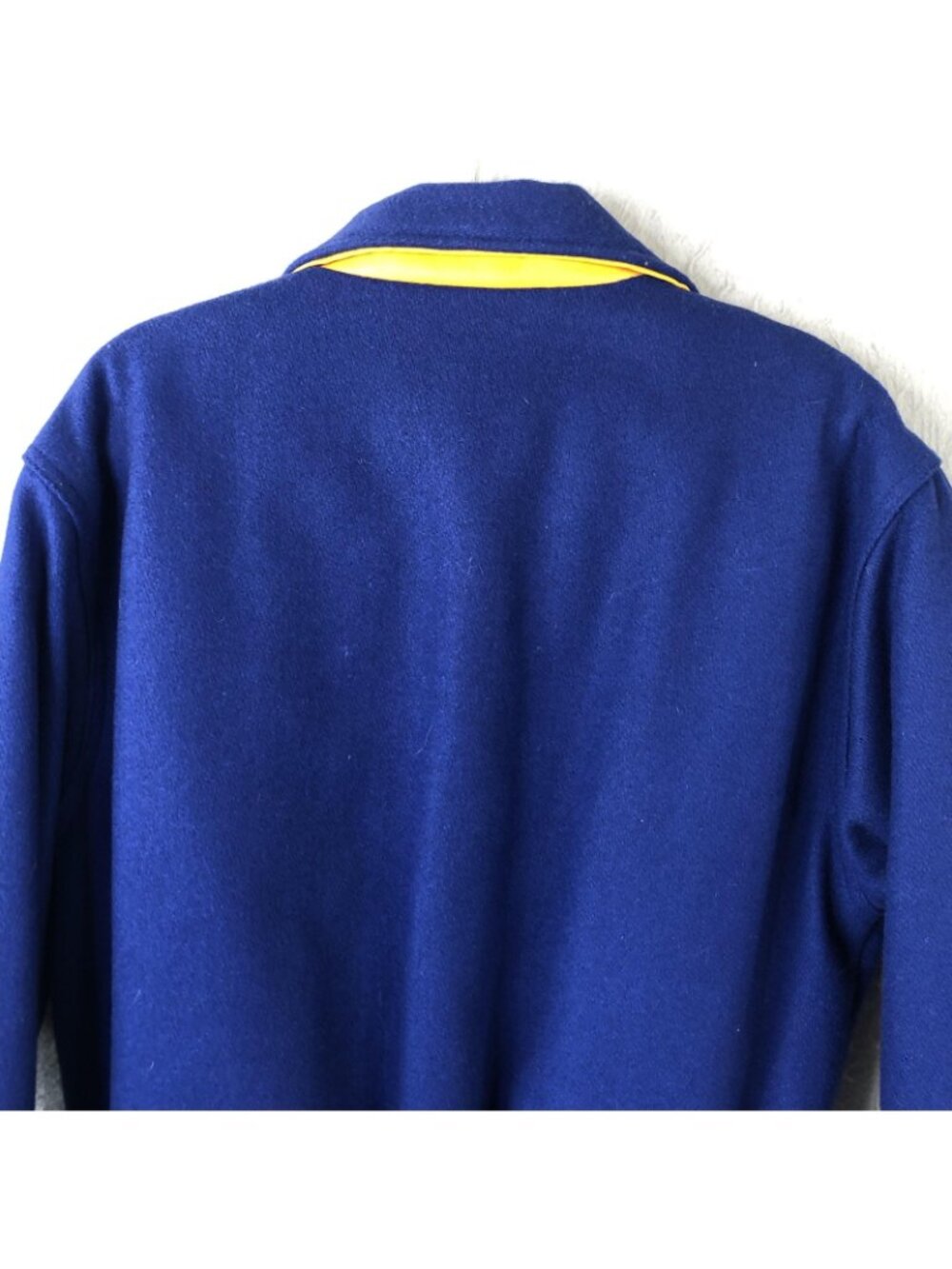 Rennoc Jacket Mens Large Blue Wool Varsity Snap Front Quilted Lined Bomber - Picture 15 of 16